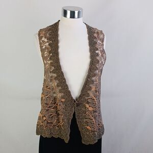 Vintage Tan/Olive Lace Vest.